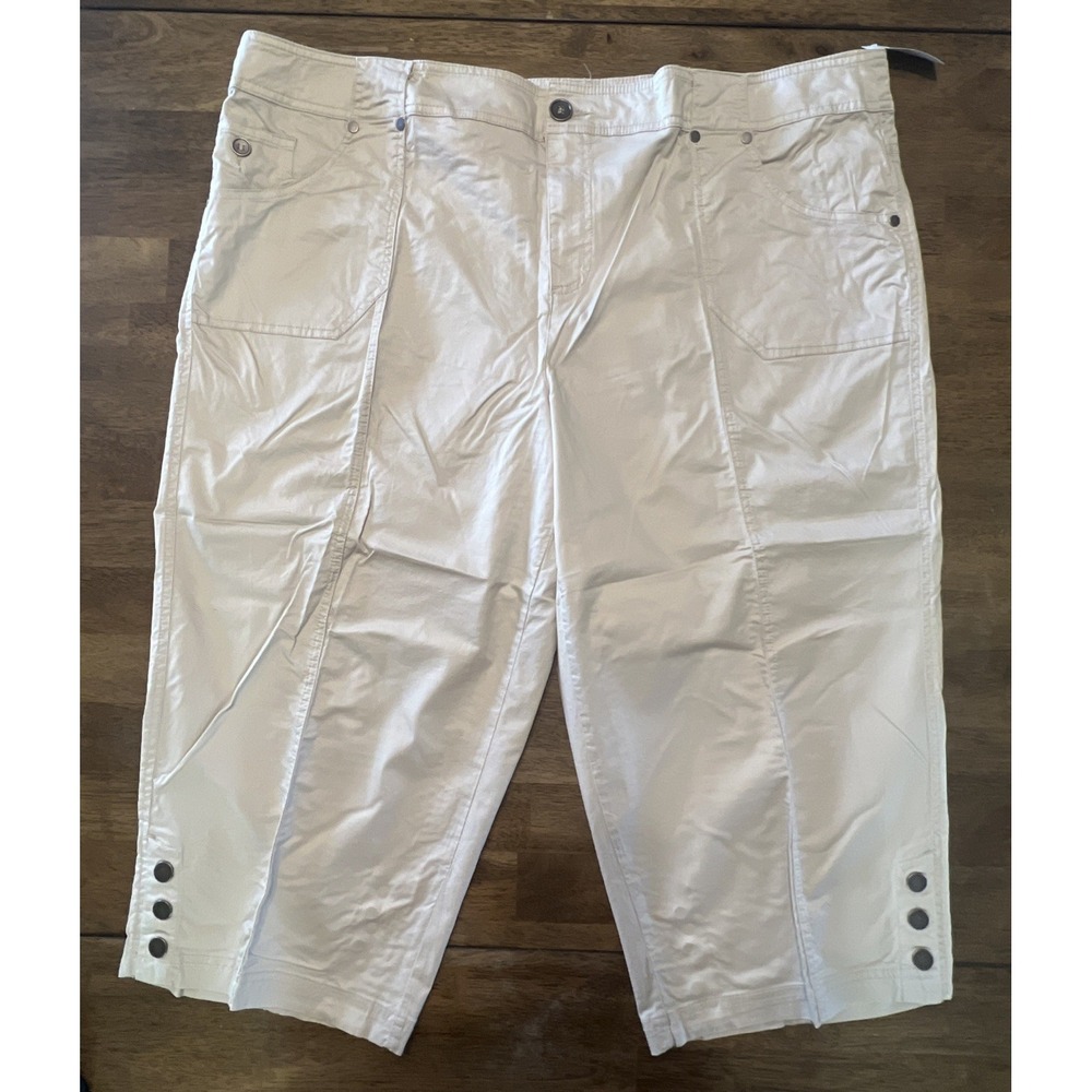Cj Banks Khaki Capri 24 W New With Tags Light Weight Breathable - Picture 2 of 9